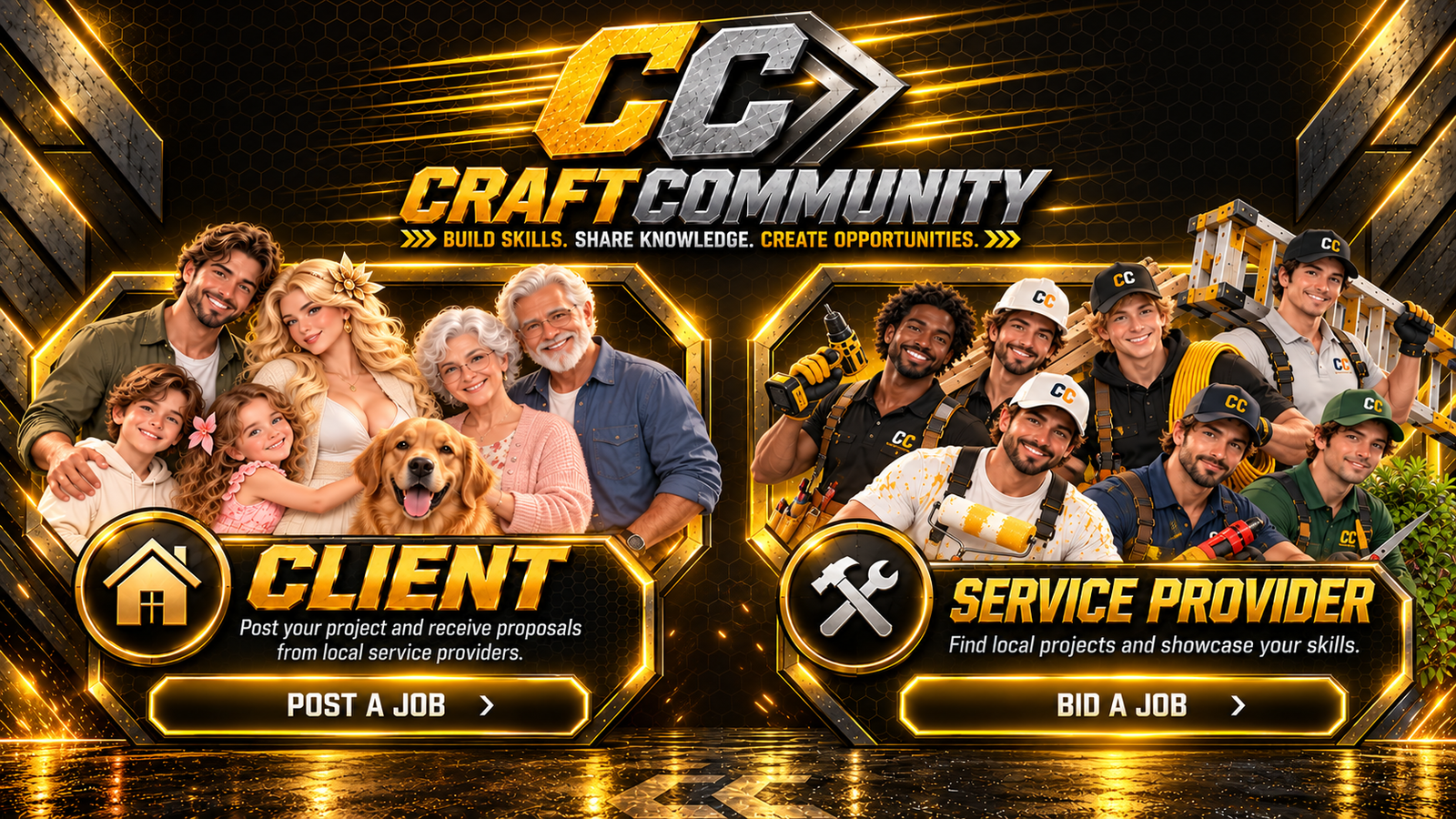 CraftCommunity — choose between Client and Service Provider