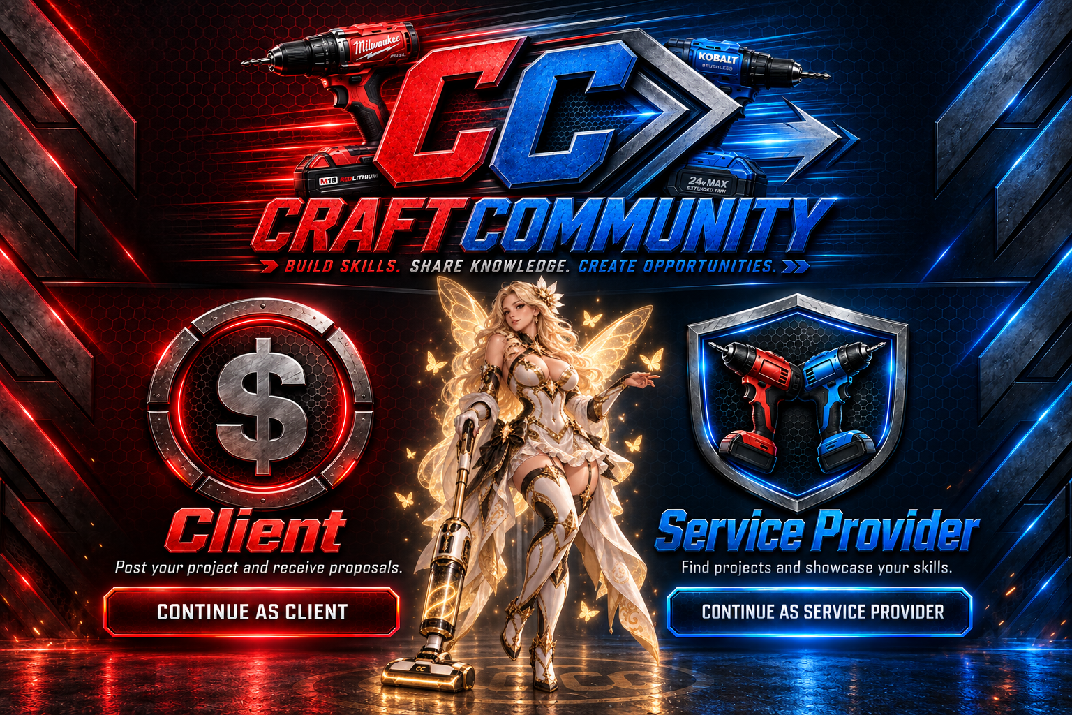 CraftCommunity — choose between Client and Service Provider